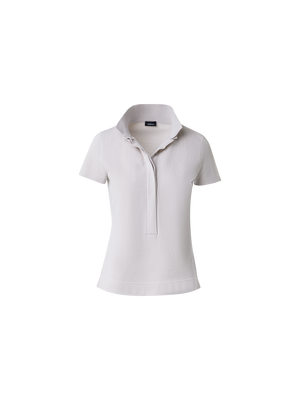 Designer Cotton Knit Polo Shirt - neutral - grey - beige