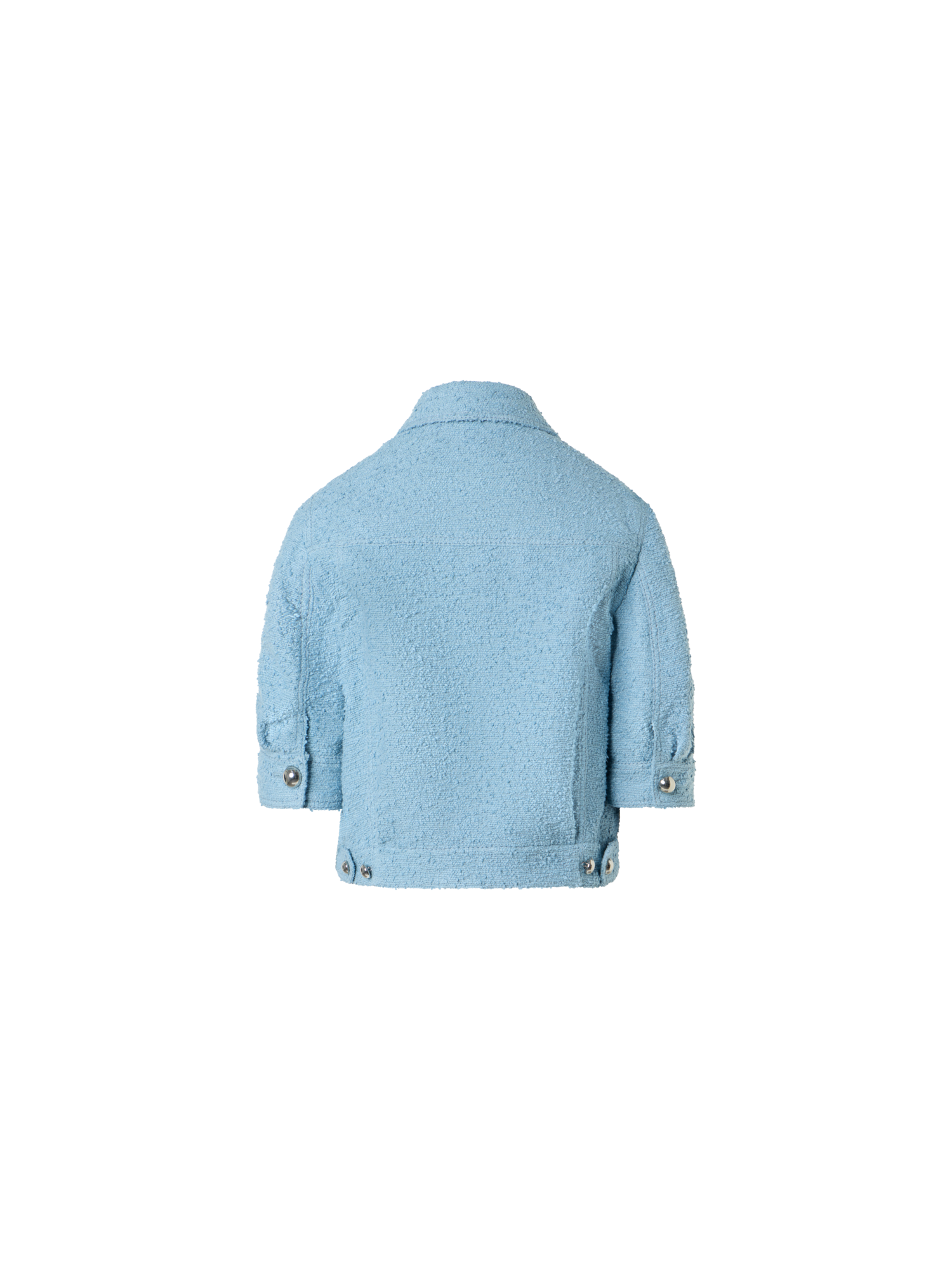 Designer Short Bouclé Cotton Summer Jacket - blue