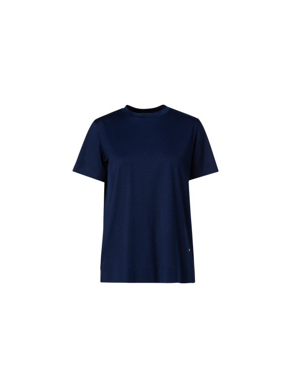Designer Cotton Jersey T-Shirt - navy - blue