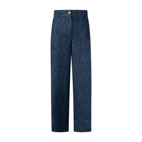Cropped Wide Cotton Wool Denim Pants