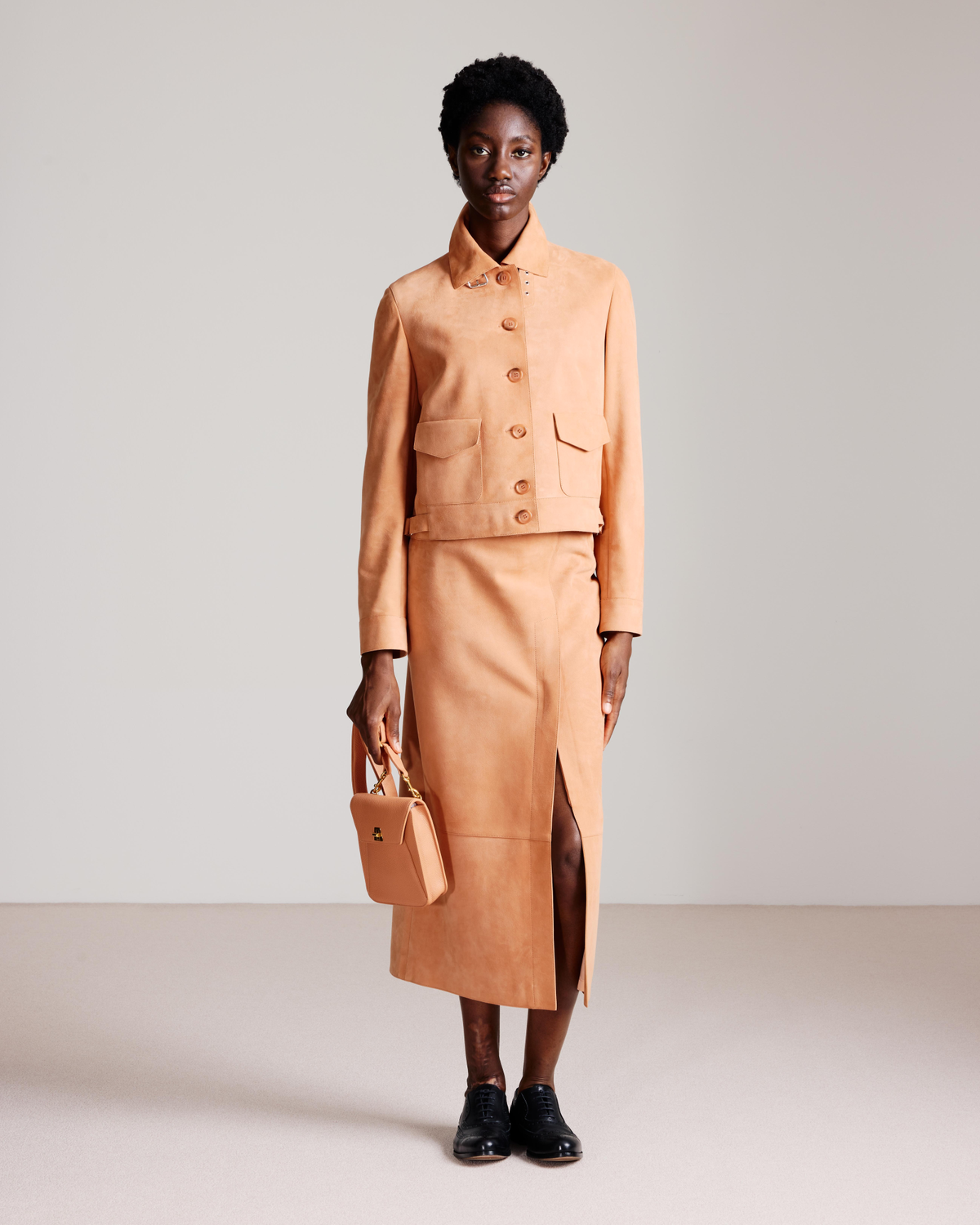 Designer Leather Bomber Jacket - pastel - beige - orange #editorial