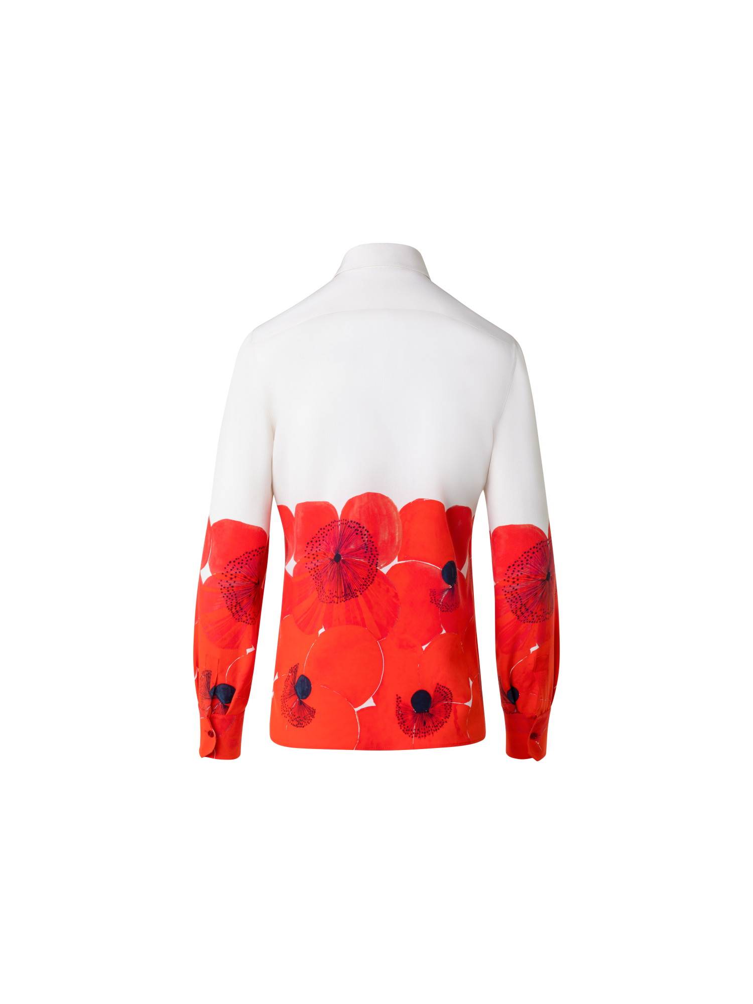 Designer Silk Crêpe Blouse Poppy Print - multicolor - red