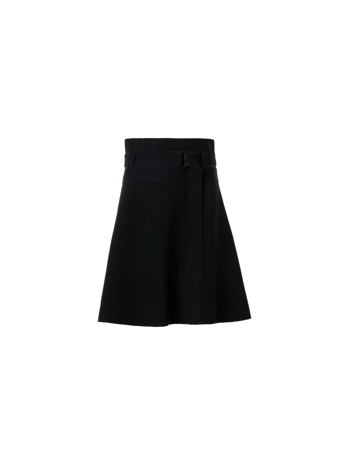 Designer Milano Knit Mini Skirt with Belt - black