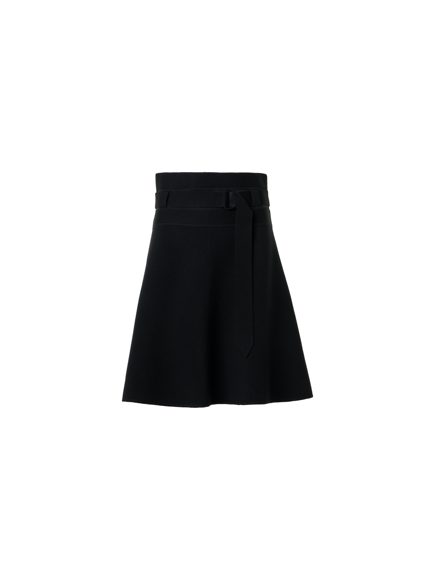 Designer Milano Knit Mini Skirt with Belt - black