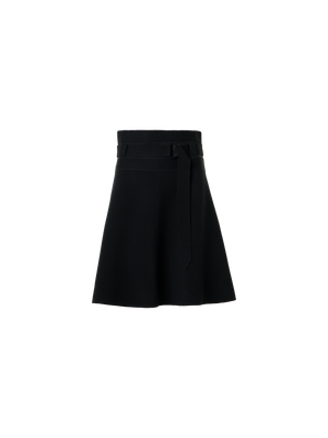 Designer Milano Knit Mini Skirt with Belt - black
