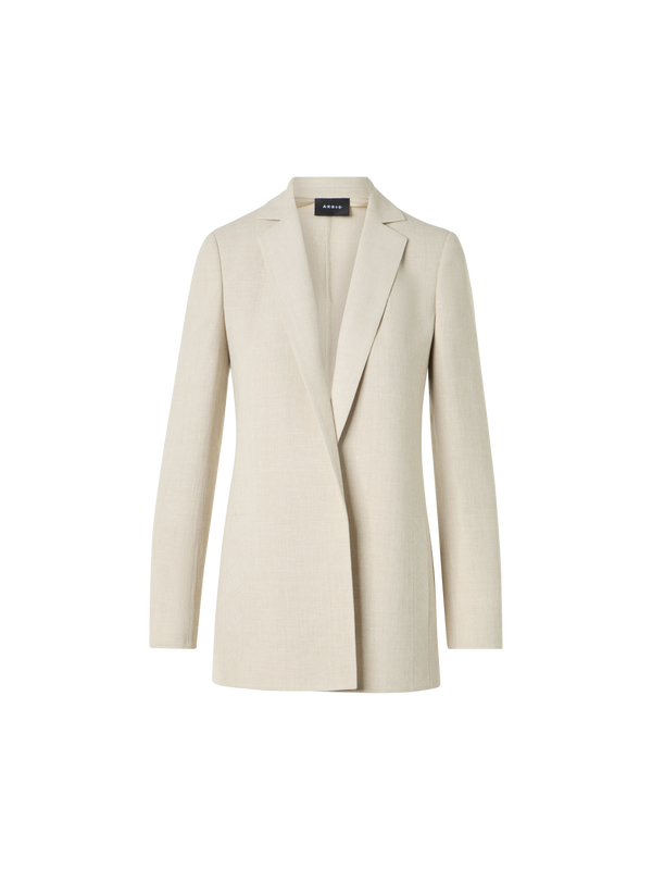 Designer Pekka Long Jacket in Linen Wool Double-Face - neutral - beige
