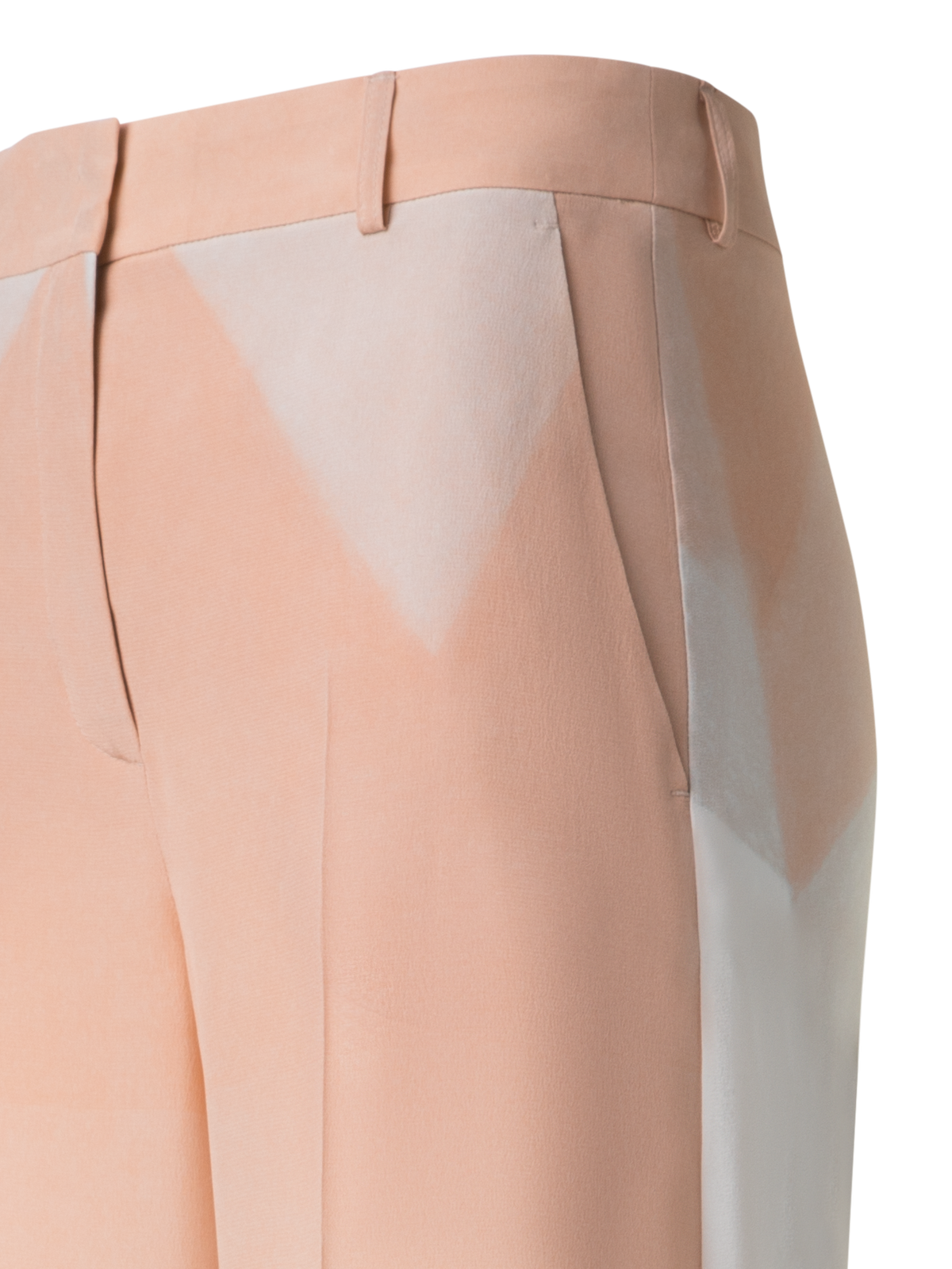 Designer Wide Straight Silk Pants with Chiaroscuro Print - pastel - multicolor - pink