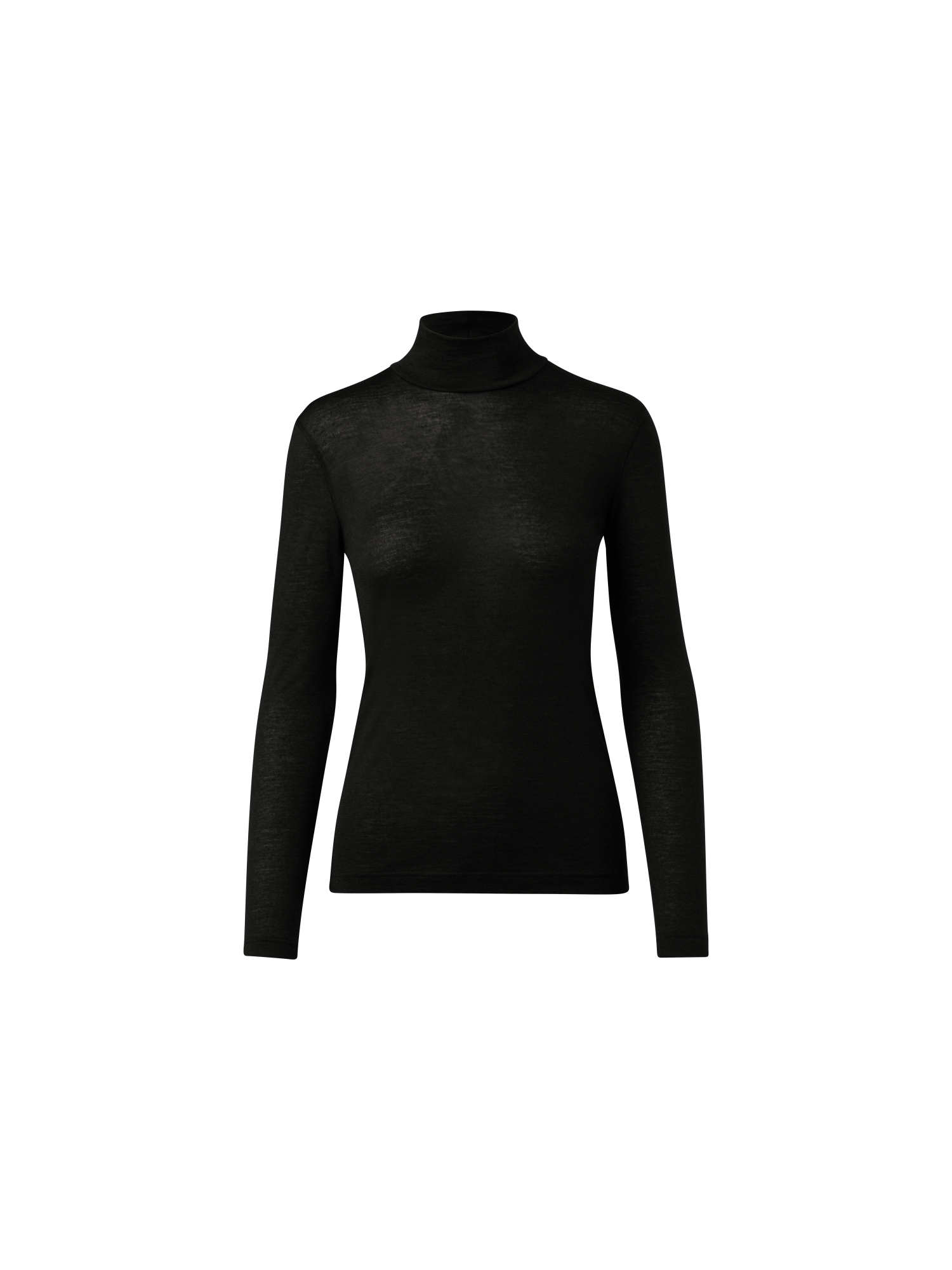 Designer Turtleneck Shirt from Cashmere Silk - black
