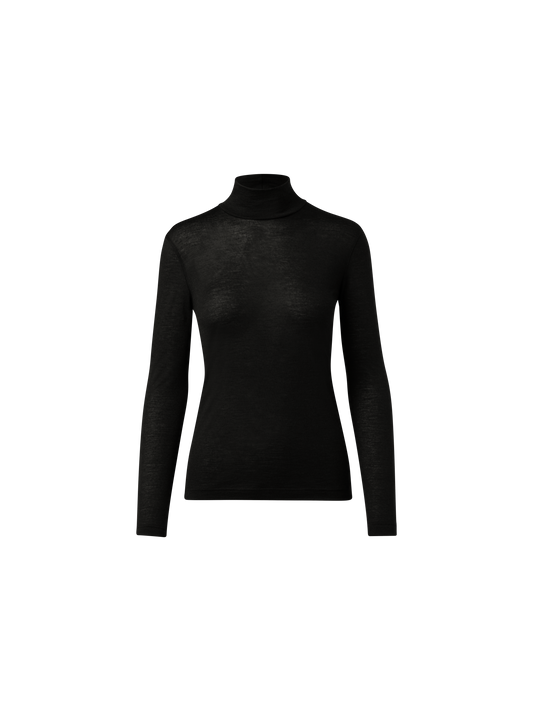 Designer Turtleneck Shirt from Cashmere Silk - black