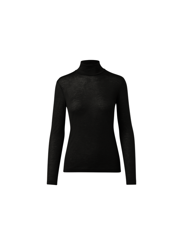 Designer Turtleneck Shirt from Cashmere Silk - black