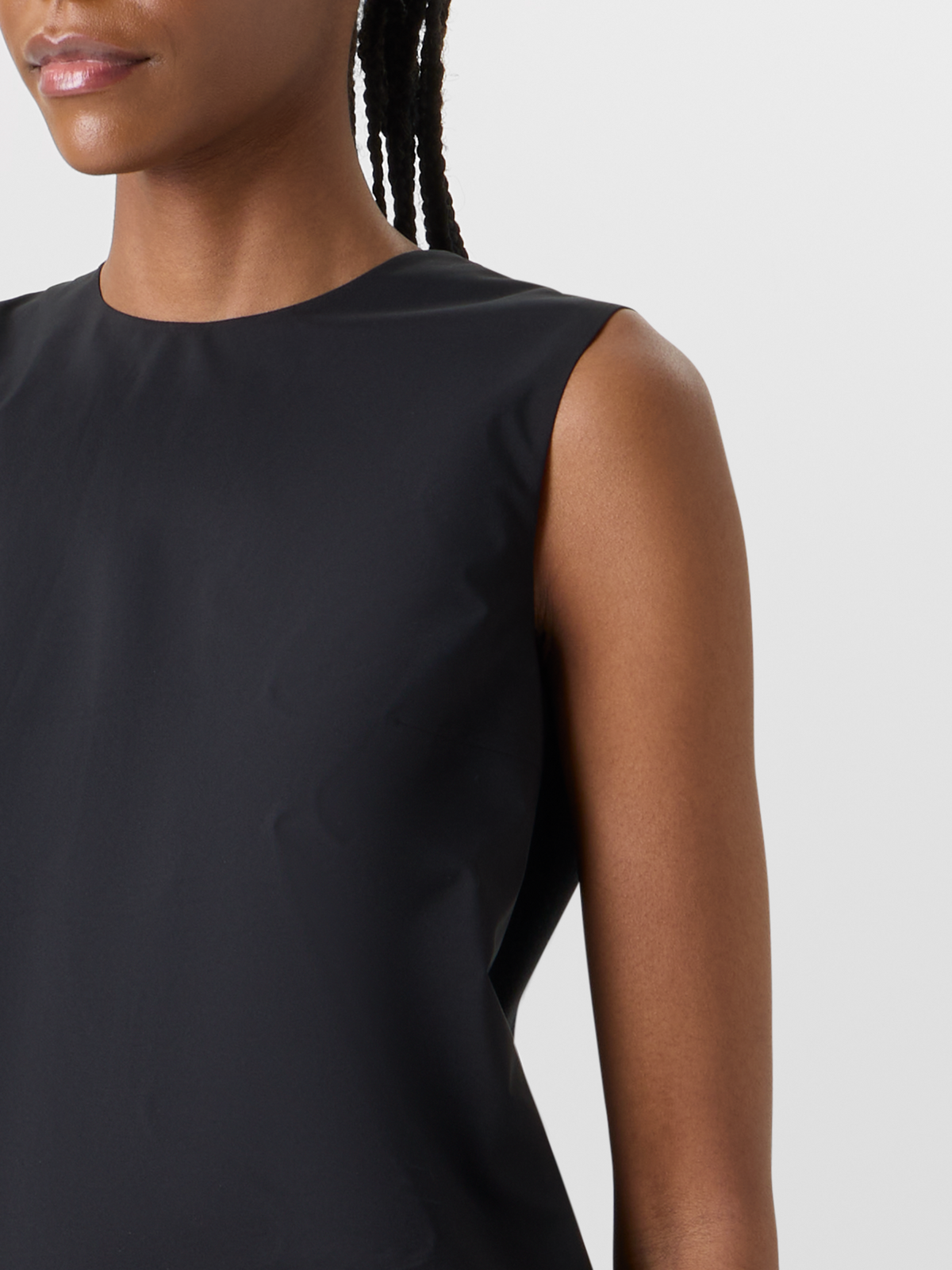 Designer Sleeveless Mixed-Media Knit Top - black #editorial