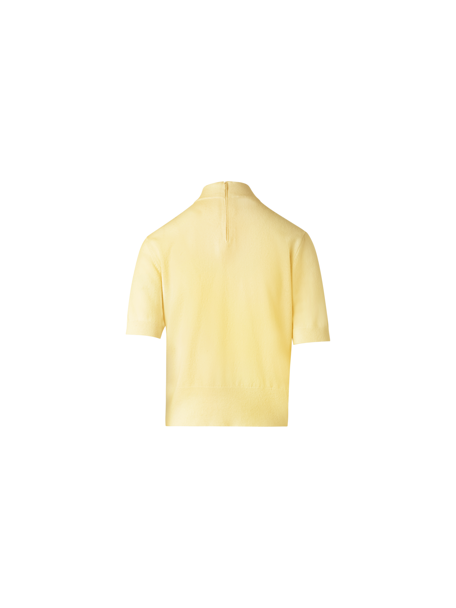 Designer Short Sleeve Cashmere Sweater with Knot Detail - yellow