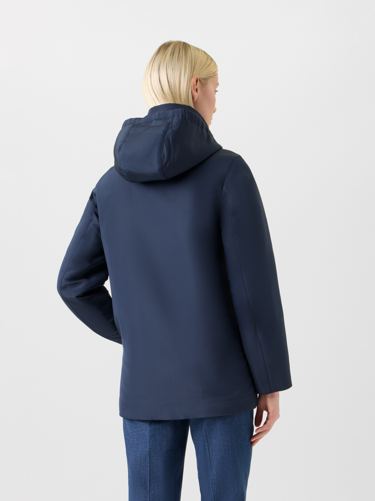 Designer Reversible Cashmere Jacket with Removable Hood - neutral - navy - blue #editorial