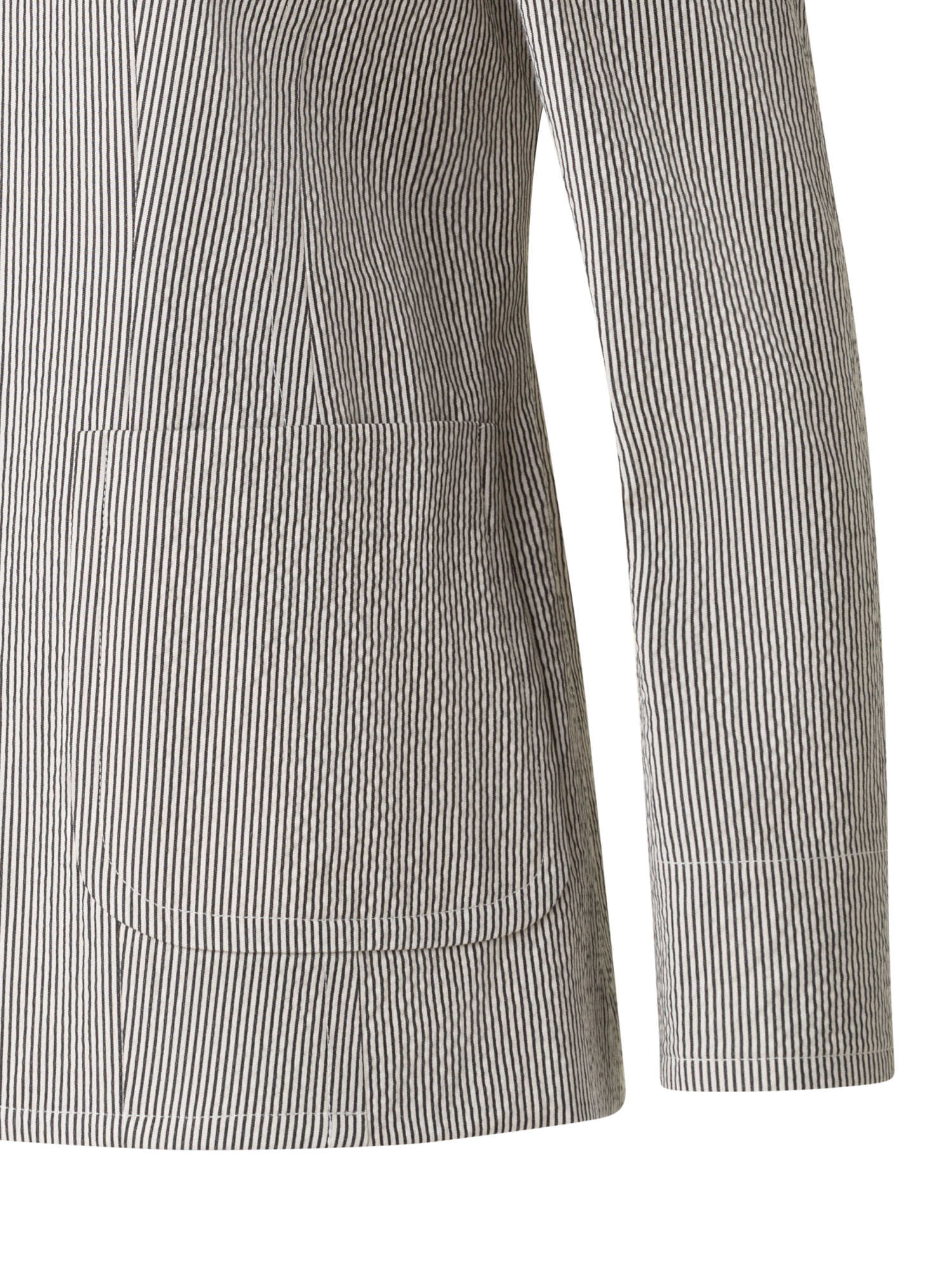 Designer Single Breasted Blazer in Cotton Seersucker - neutral - multicolor - ecru - white