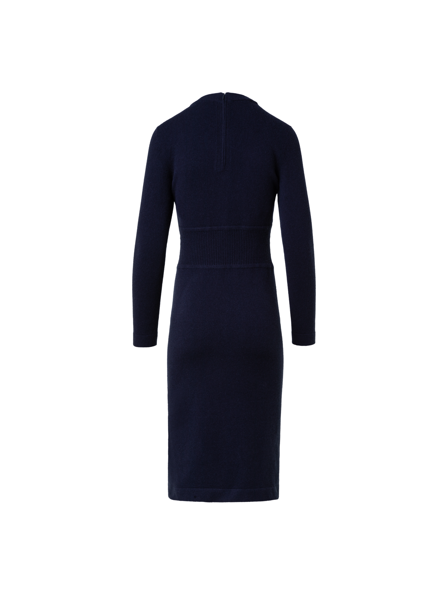 Designer Cashmere Stretch Knit Dress - navy - blue