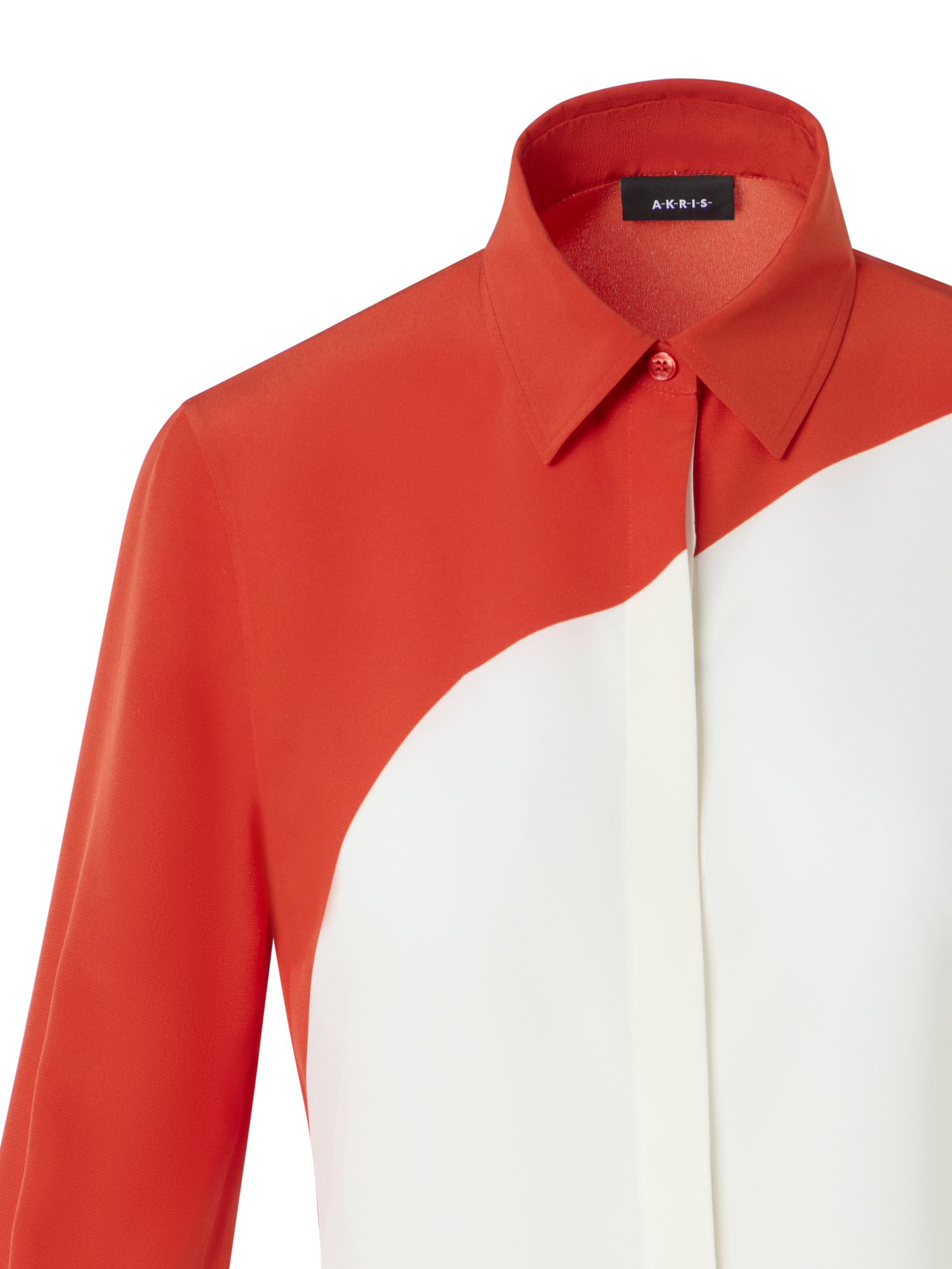 Designer Silk Crêpe Blouse with Polygon Print - multicolor