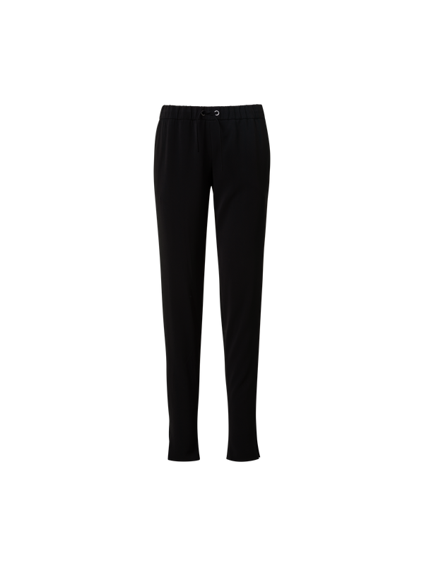 Designer Tapered Signature Lasercut Crêpe Jogger Pants - black