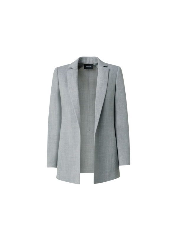 Designer Wool Double-Face Blazer with Elongated Lapel - grey