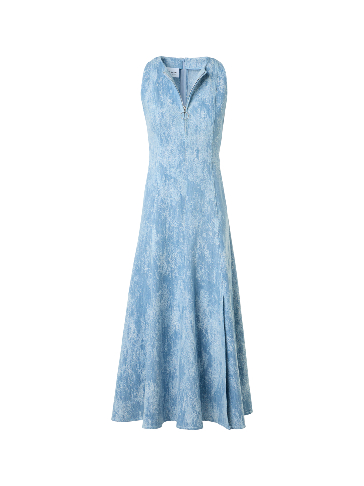 Designer Fit-and-Flare Jacquard Denim Midi Dress - blue