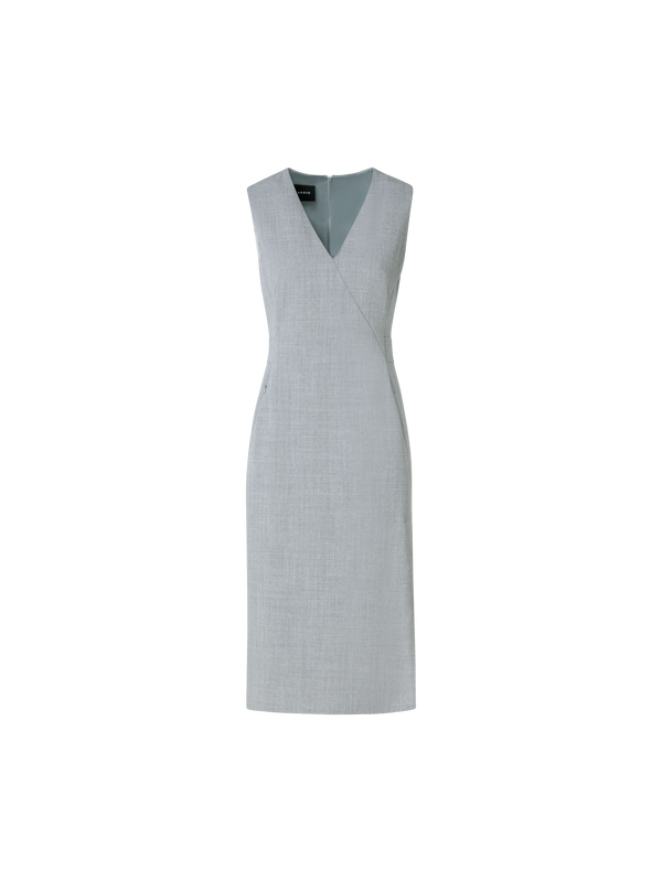 Sleeveless Wool Double-Face Sheath Dress Silver / 8 Sleeveless Wool Double-Face Sheath Dress Silver / 8