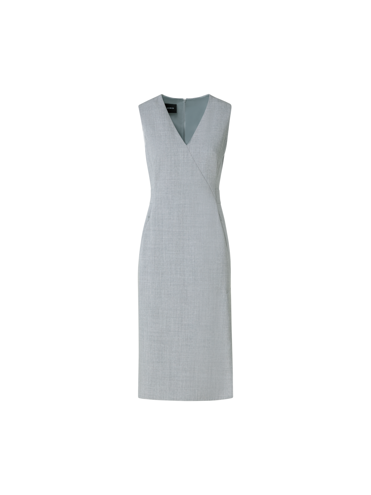 Designer Sleeveless Wool Double-Face Sheath Dress - grey