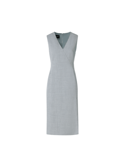 Designer Sleeveless Wool Double-Face Sheath Dress - grey