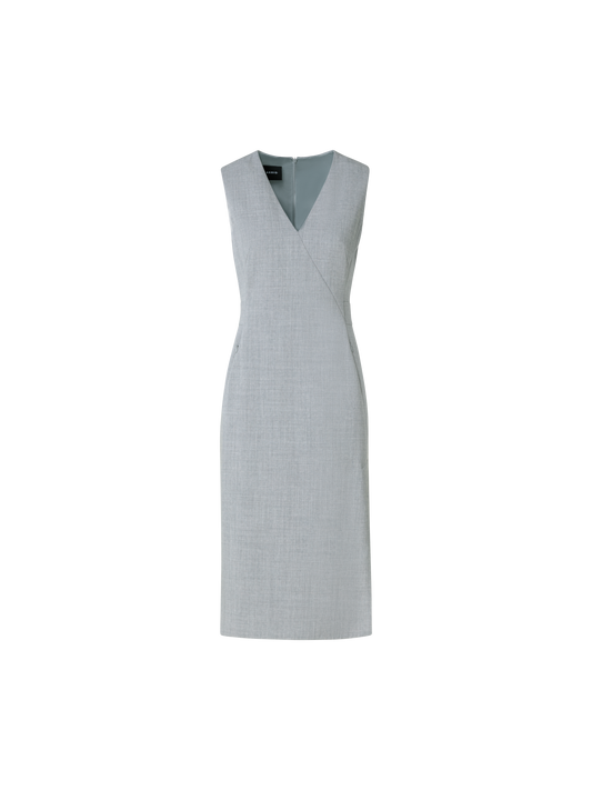 Designer Sleeveless Wool Double-Face Sheath Dress - grey