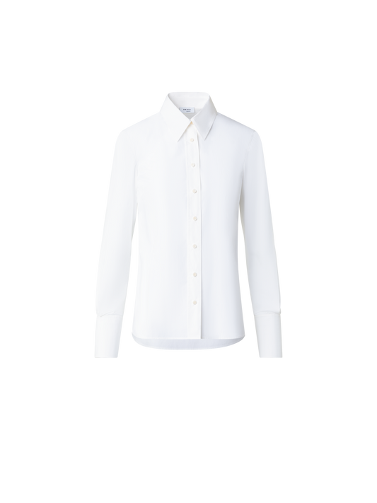 Designer Fitted Cotton Poplin Blouse - ecru - white
