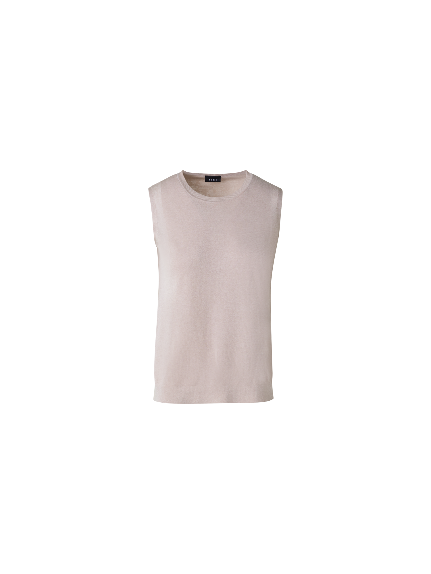 Designer Knit Top in Silk Cotton with Semi-Sheer Sides - grey - beige