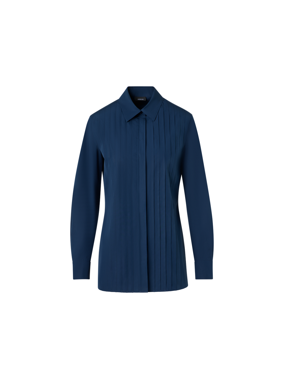 Cotton Poplin Blouse with Pleated Front Denim / 2 Cotton Poplin Blouse with Pleated Front Denim / 2