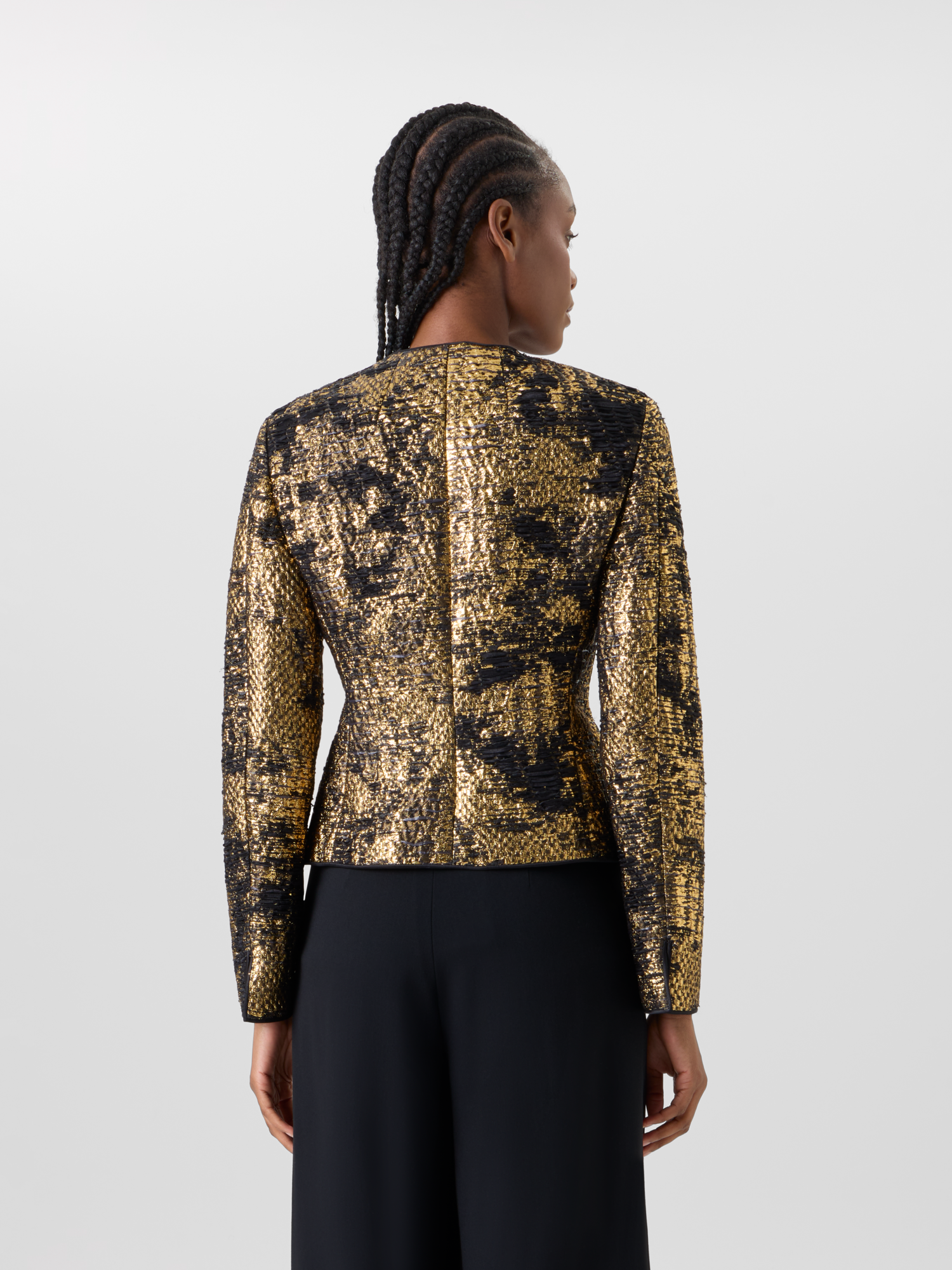 Designer Fitted Jacket in Fragmented Jacquard - multicolor - gold 