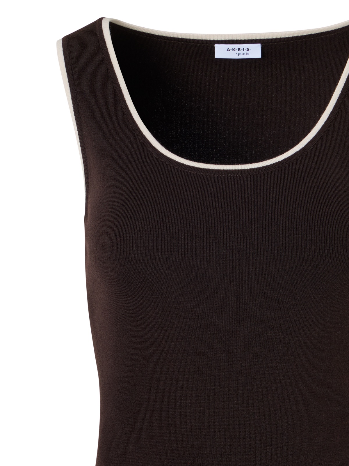 Designer Knit Tank with Contrast Piping - brown