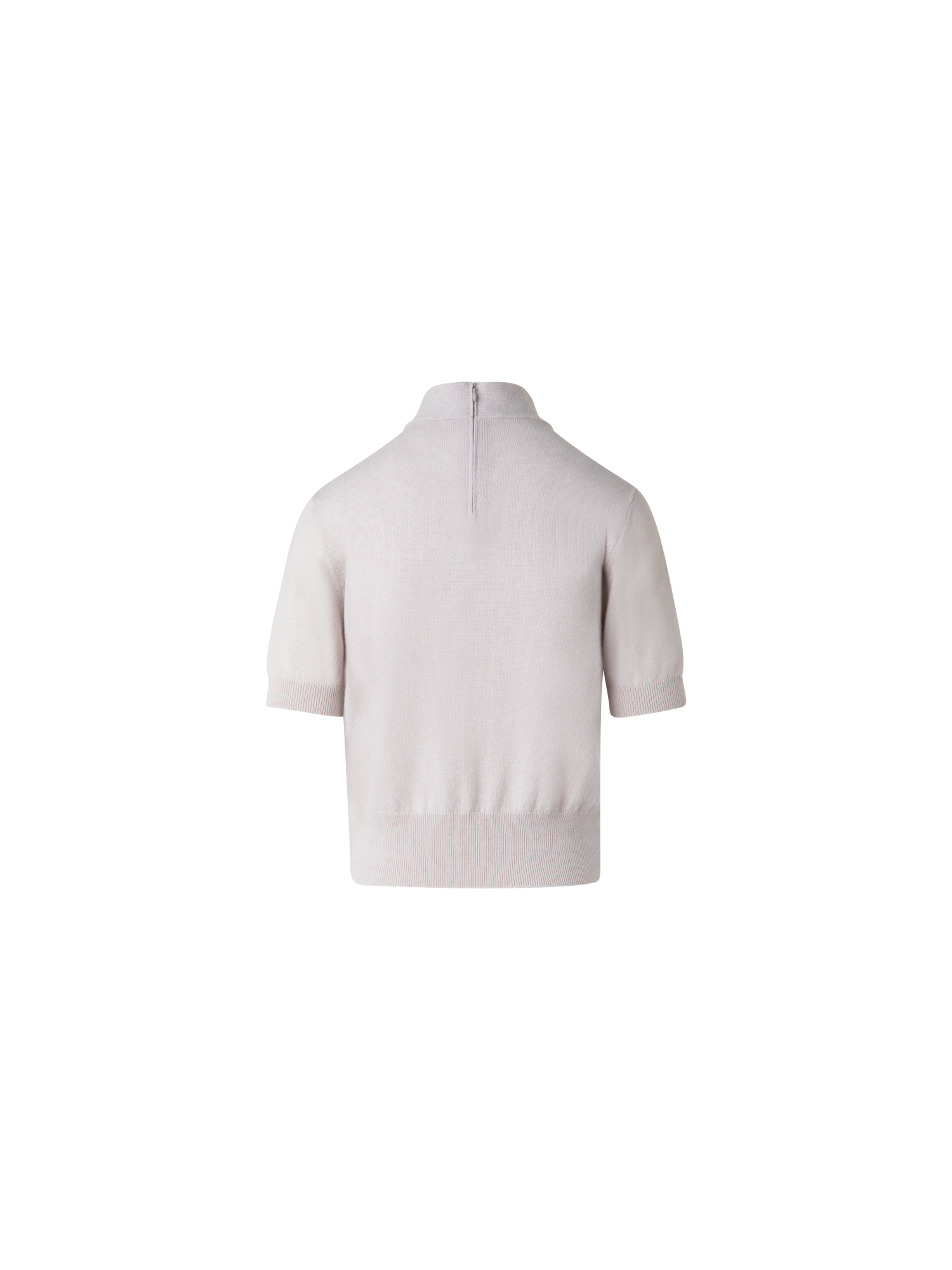 Designer Short Sleeve Cashmere Sweater with Sheer Stripe - neutral - pastel - beige