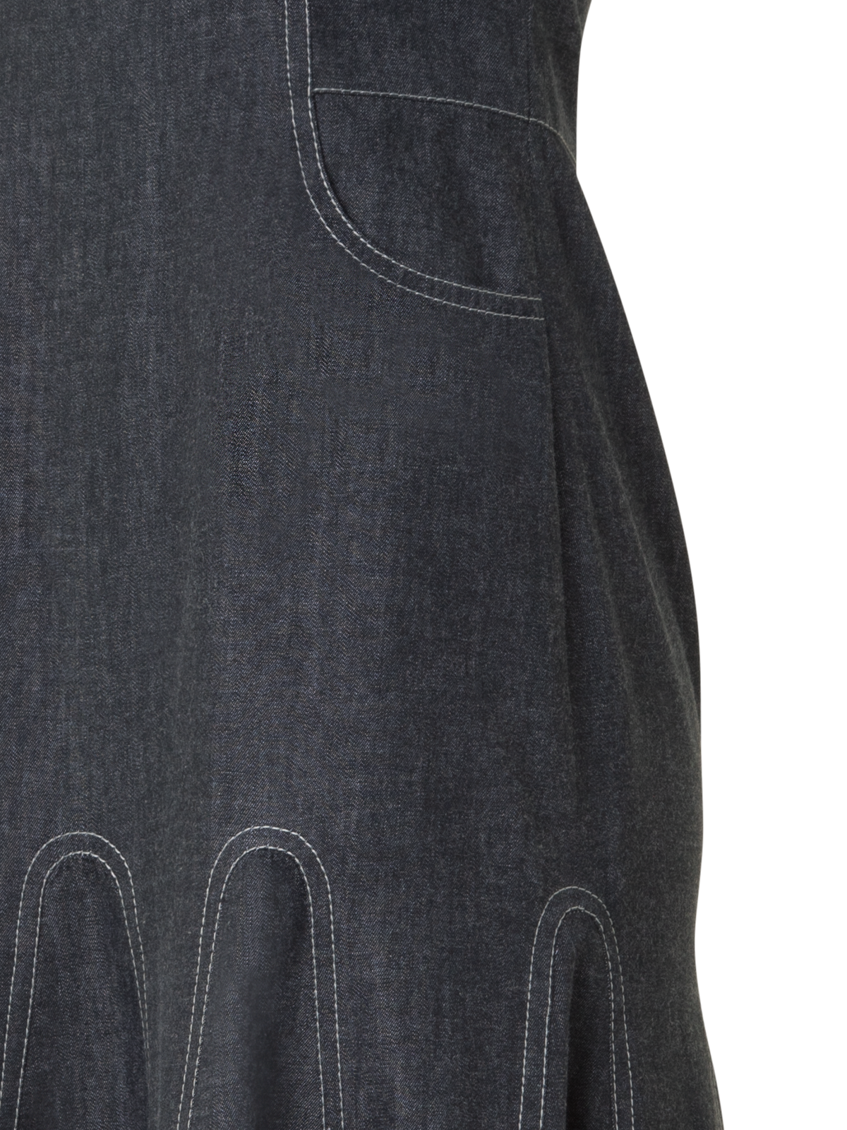 Designer Halter Top Denim Midi Dress - black