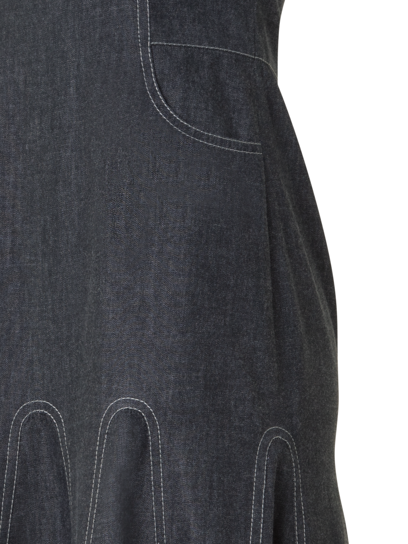 Designer Halter Top Denim Midi Dress - black