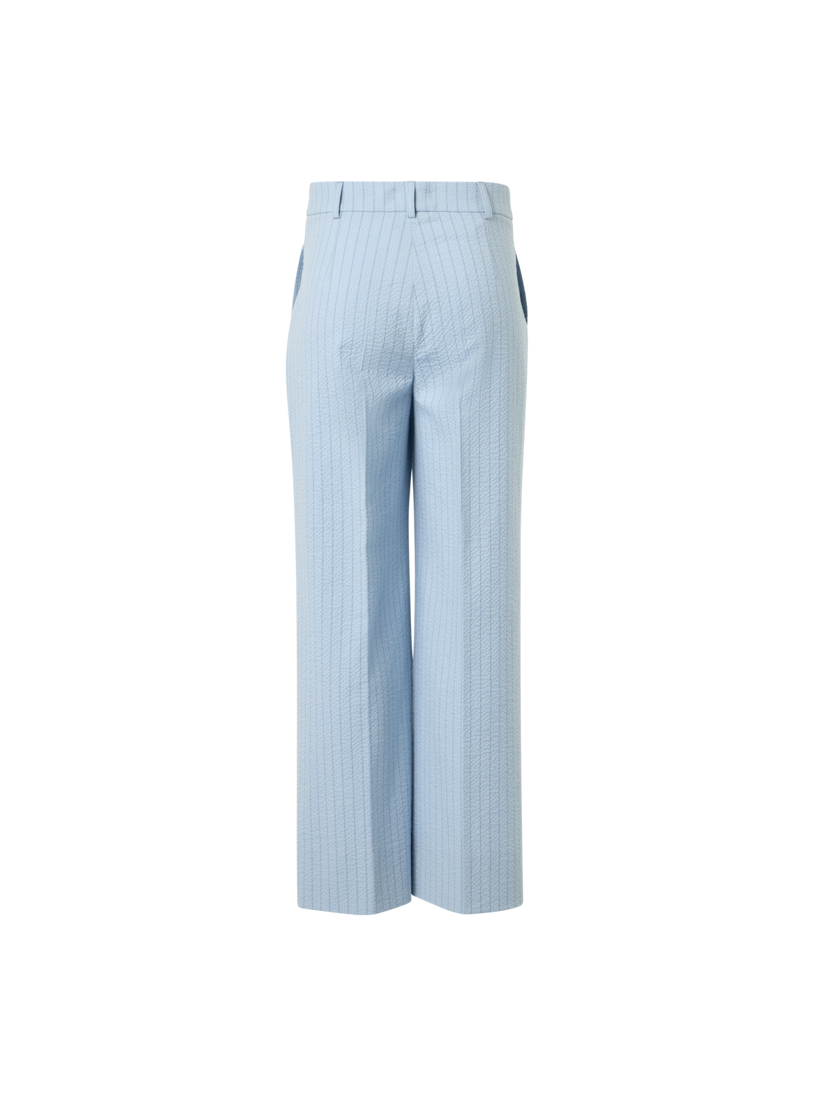 Designer Chiara High-Rise Cropped Wide Leg Seersucker Pants - pastel - blue