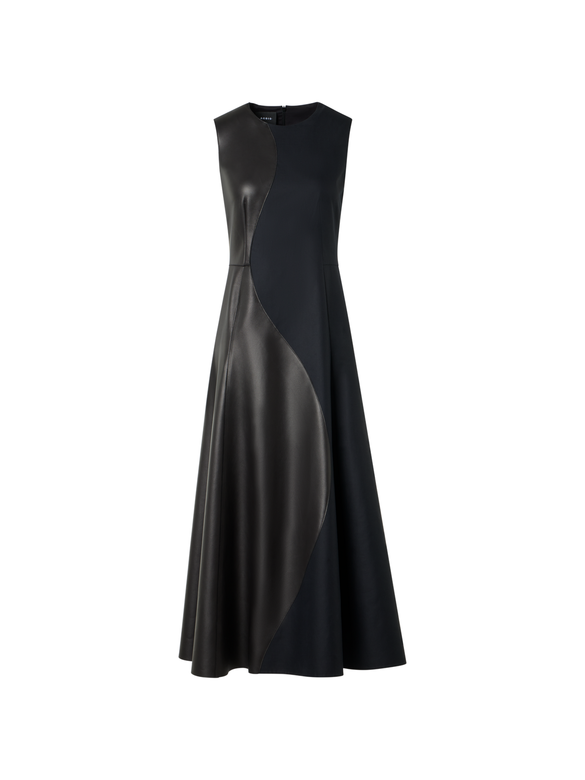 Flared Midi Dress with Leather Patchwork