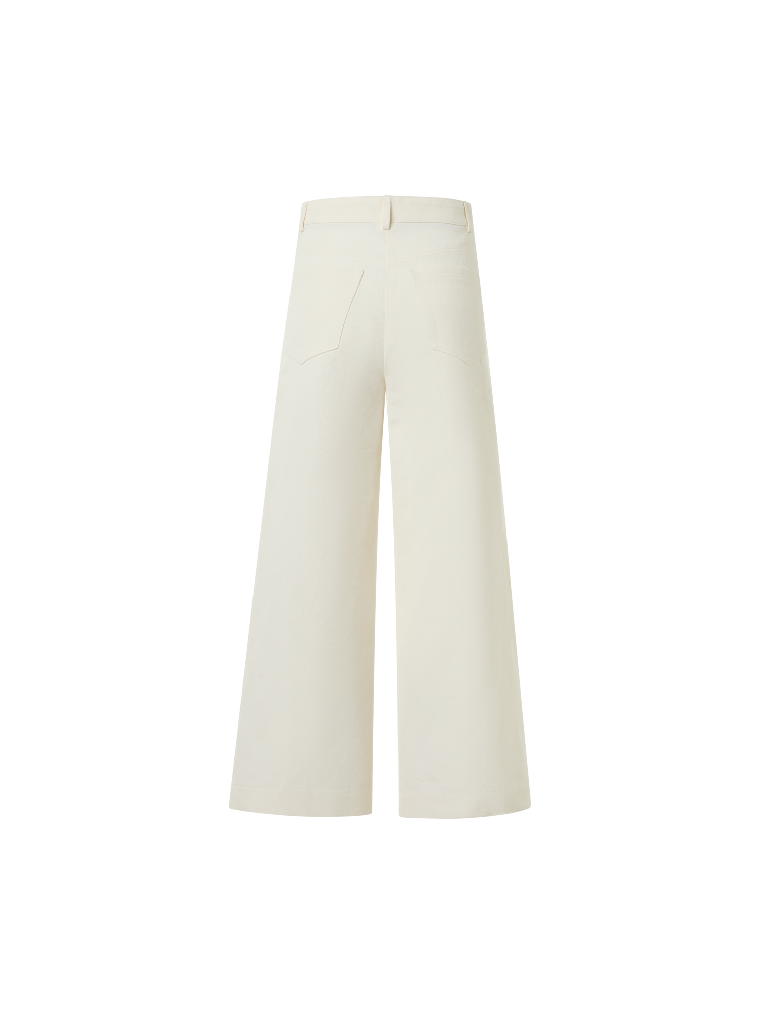 Designer Cropped Wide-Leg Cotton Linen Gabardine Pants - ecru