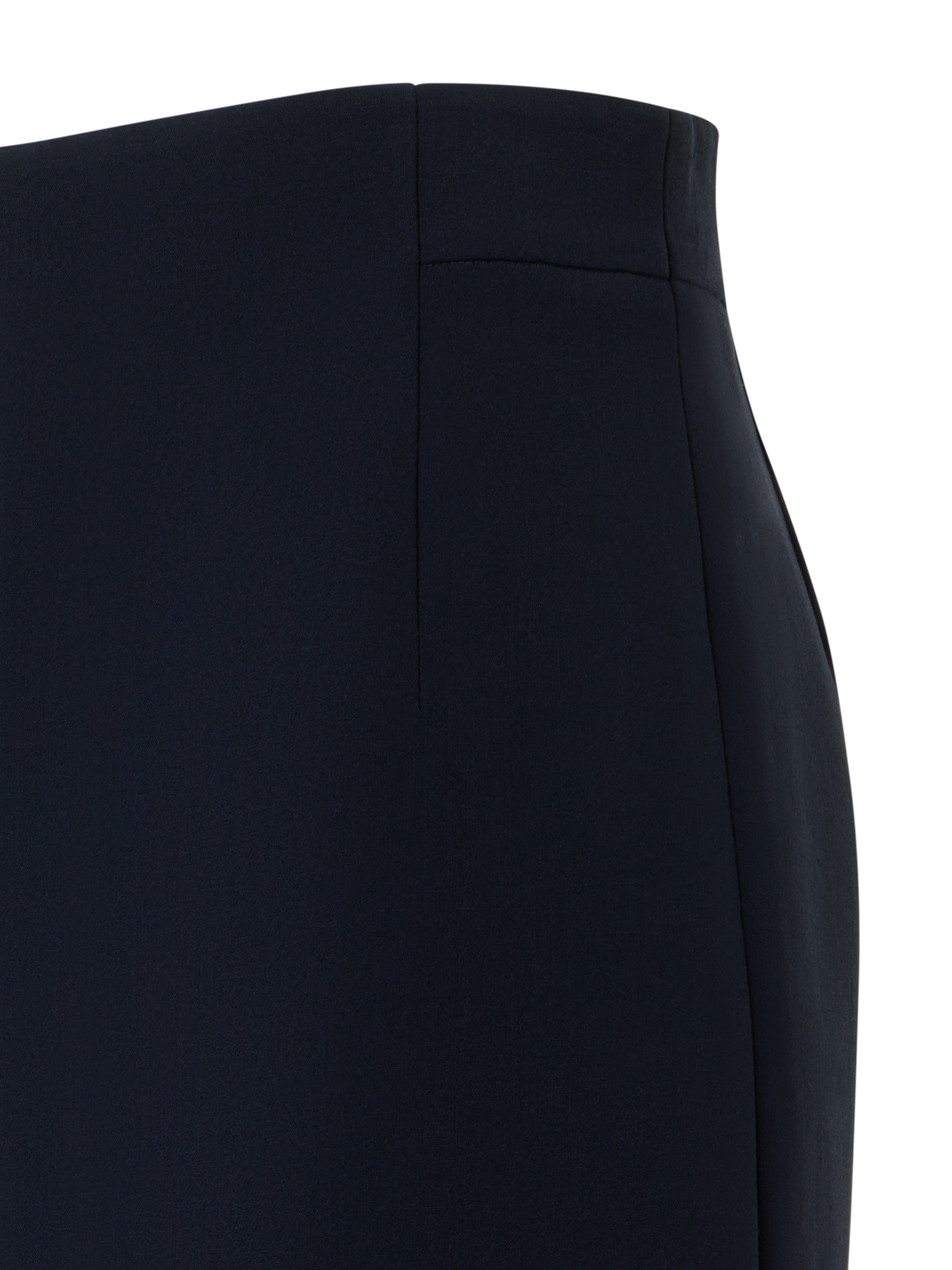 Designer Wool Bi-Stretch Double-Face Midi Pencil Skirt - black