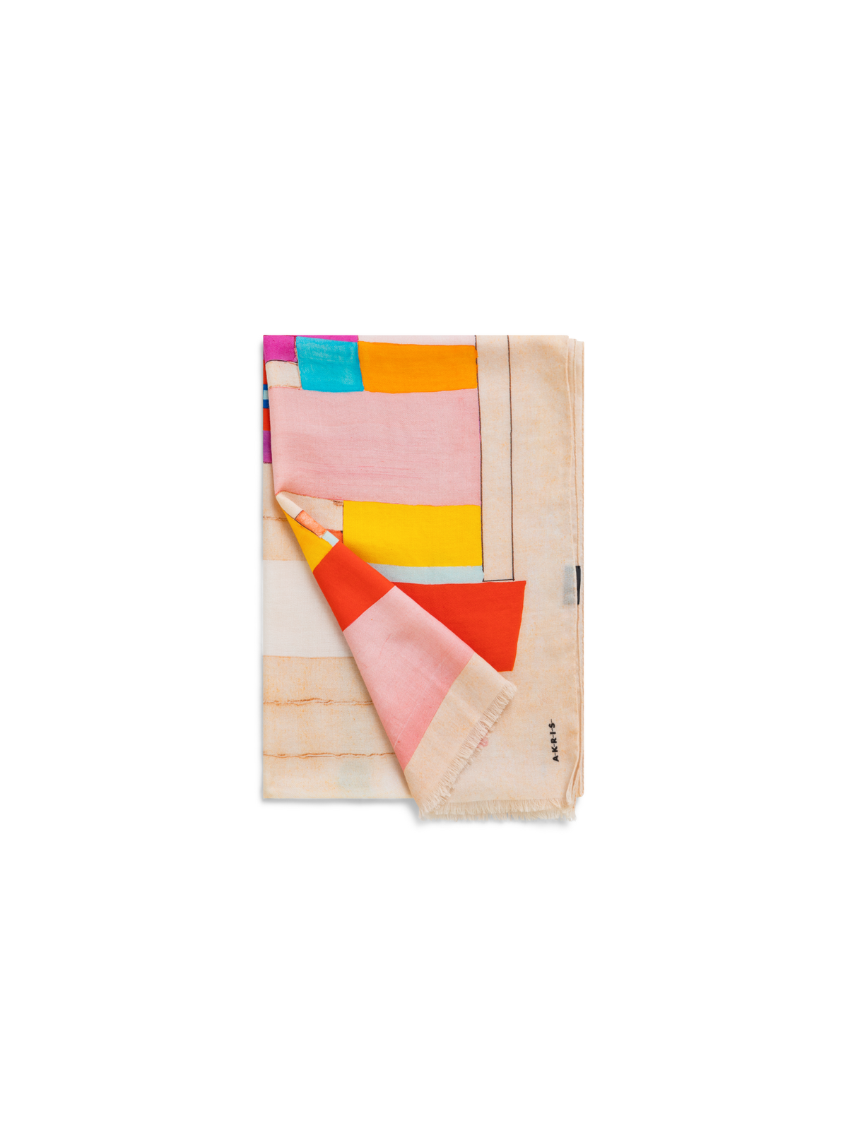 Designer Scarf in Cashmere and Silk with Mural Print - multicolor