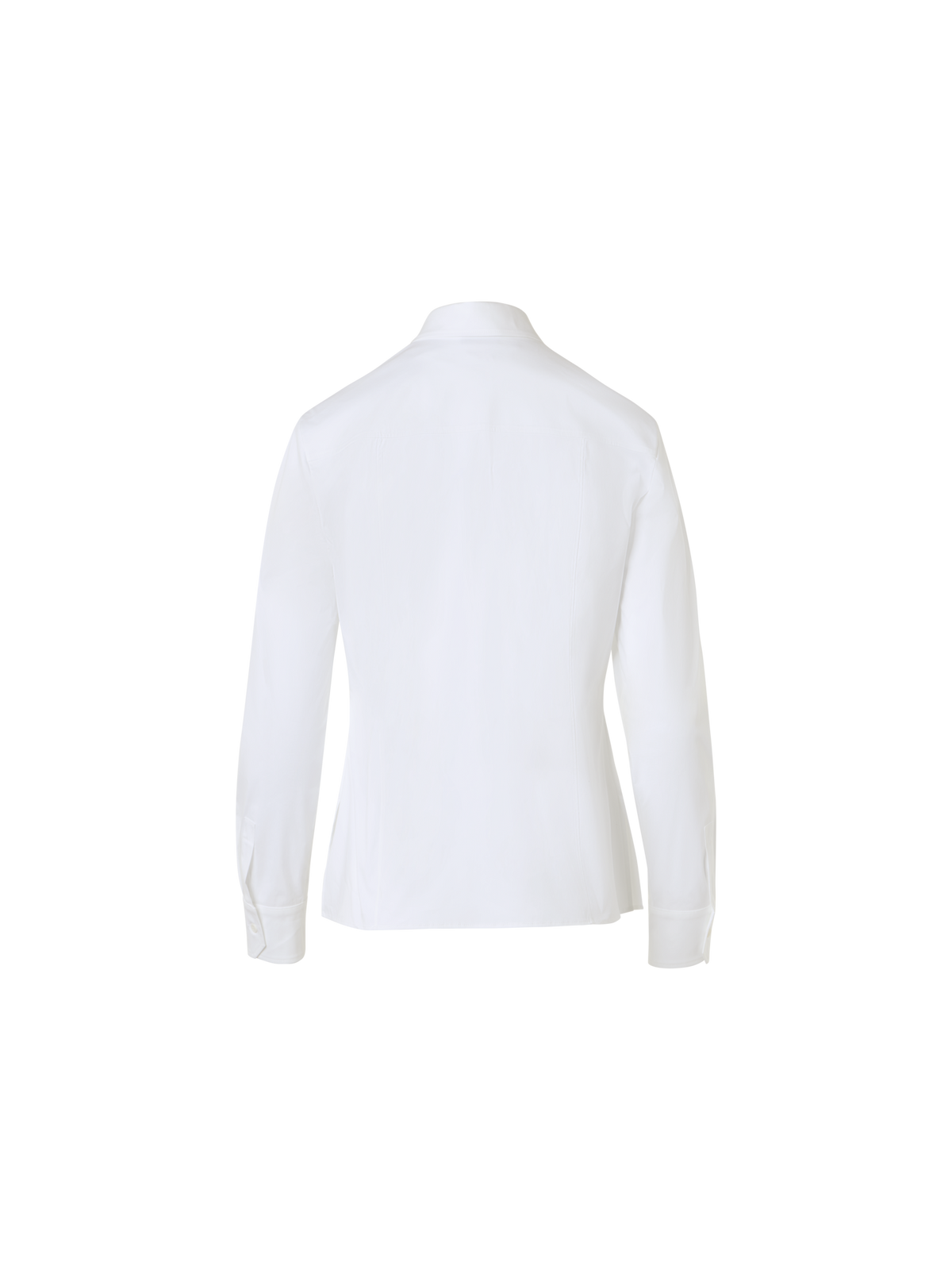 Designer Cotton Poplin Blouse with Pleated Plastron - white