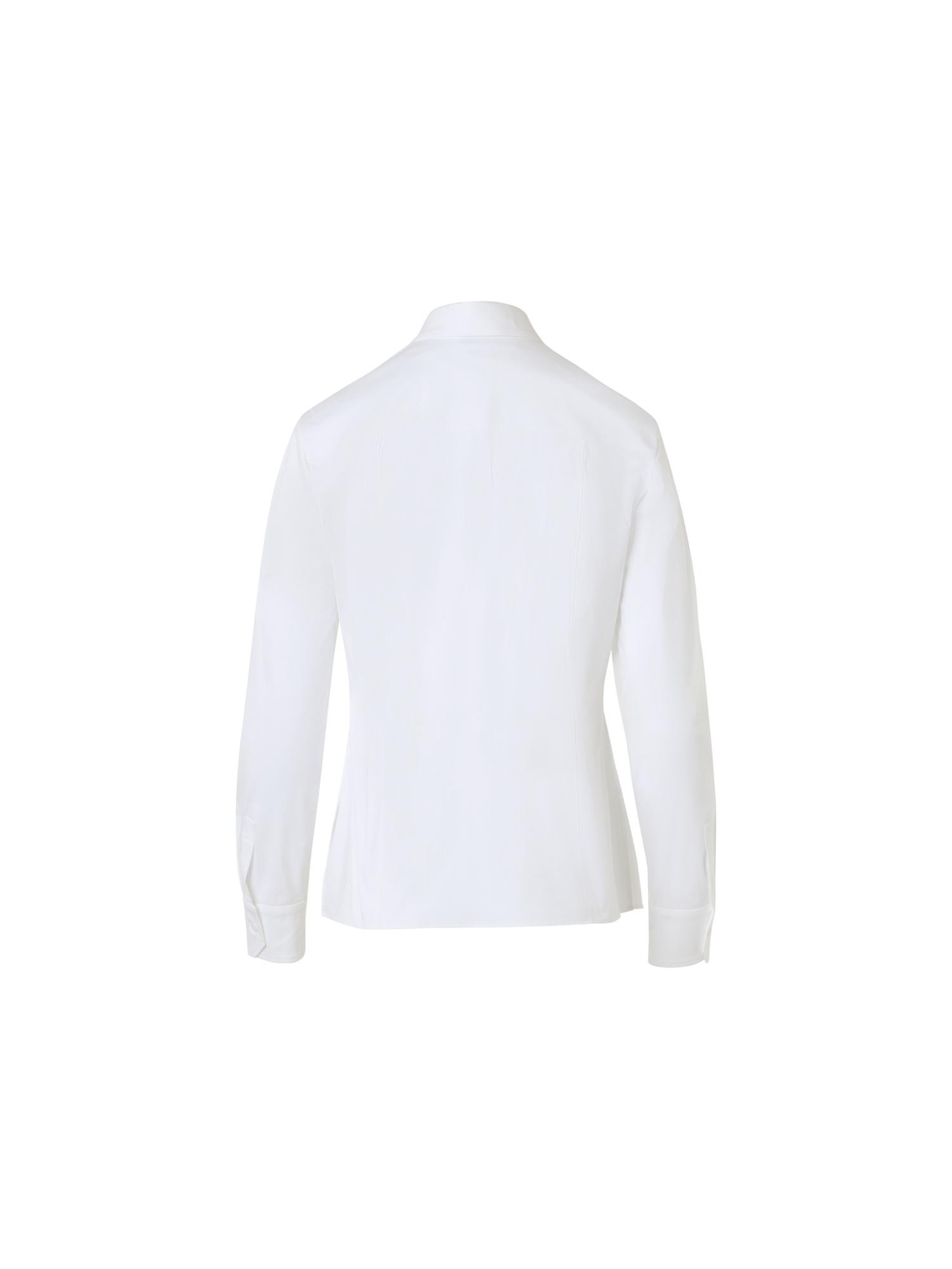 Designer Cotton Poplin Blouse with Pleated Plastron - white