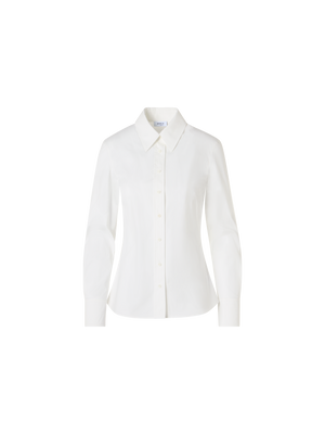 Designer Stretch Cotton Poplin Blouse - ecru