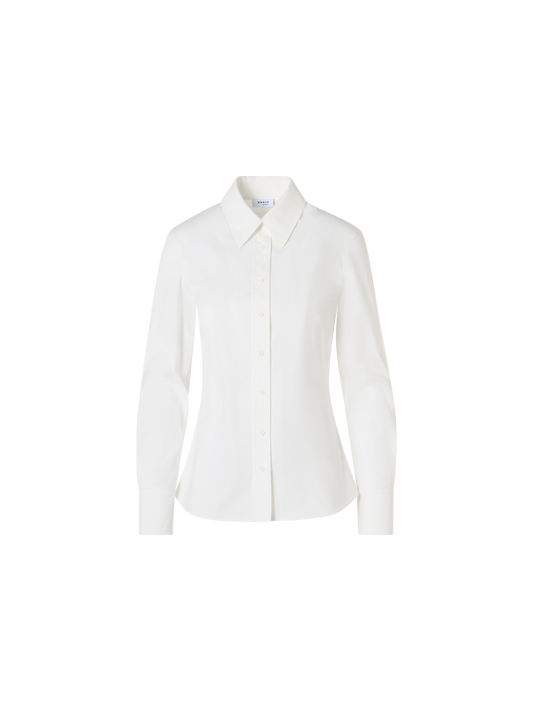 Designer Stretch Cotton Poplin Blouse - ecru