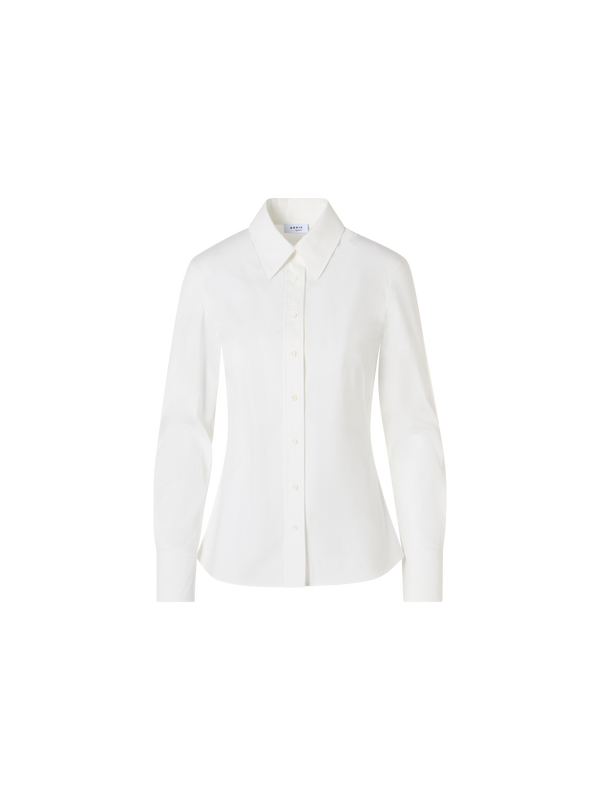 Designer Stretch Cotton Poplin Blouse - ecru