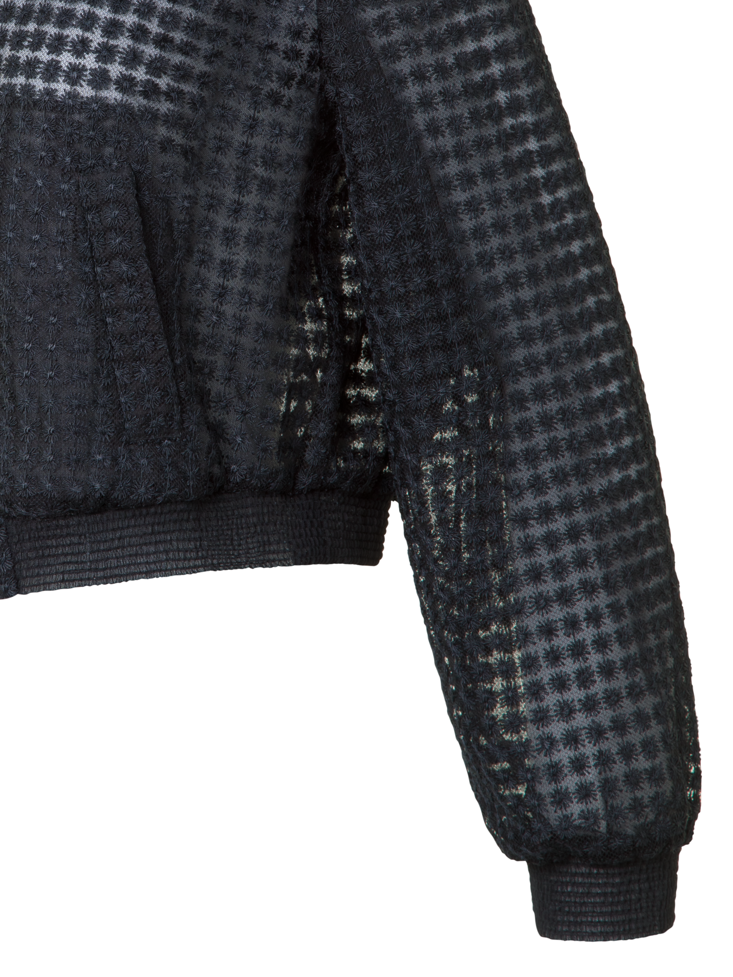 Designer Bomber Jacket in Flower Embroidery - black - neutral