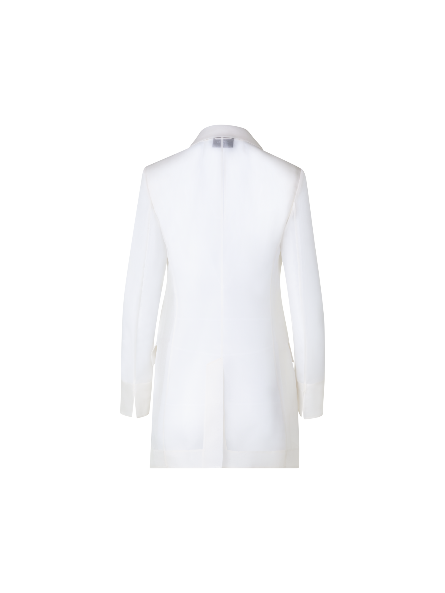 Designer Long Tailored Jacket with Semi-Sheer Sleeve - ecru