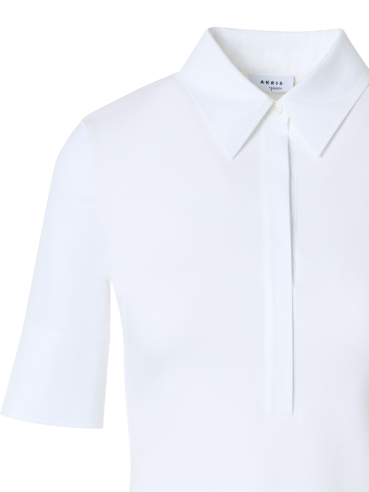 Designer Cotton Jersey Polo with Poplin Details - white