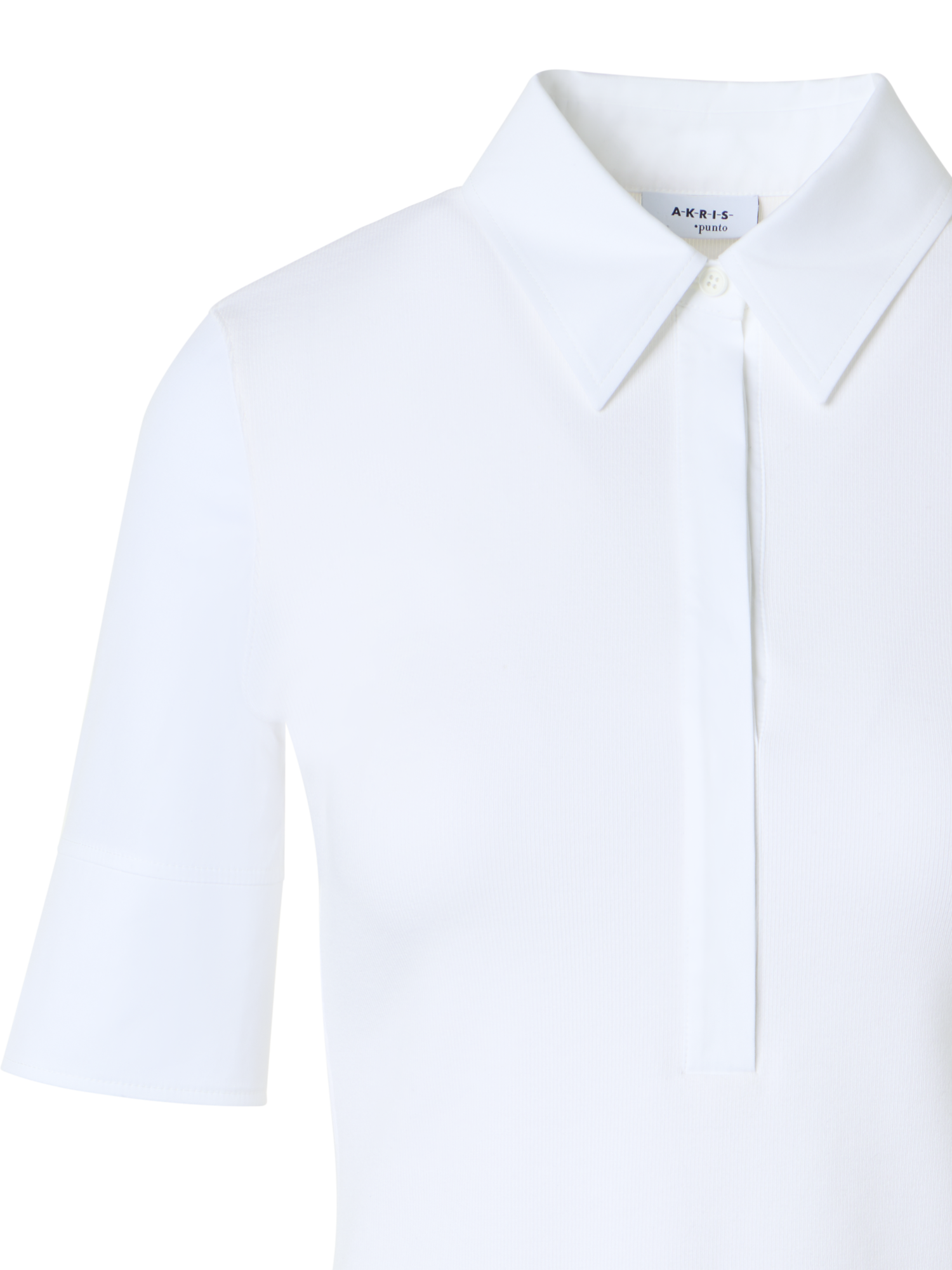 Designer Cotton Jersey Polo with Poplin Details - white