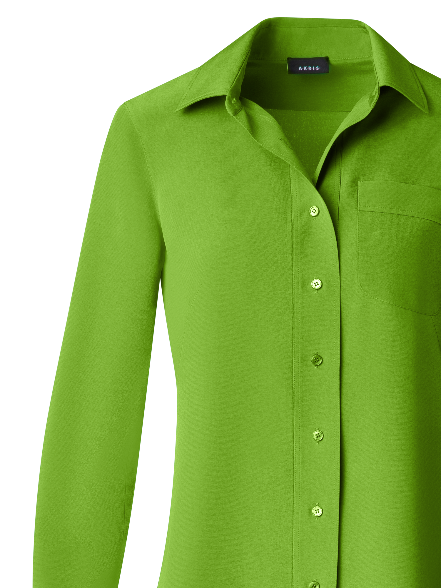 Designer Fitted Silk Shirt Blouse - green